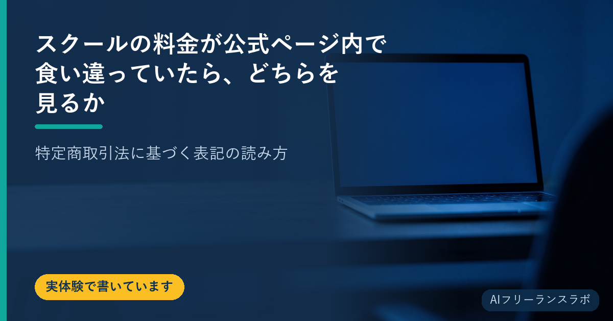 スクールの料金が公式ページ内で食い違っていたら、どちらを見るか｜特定商取引法に基づく表記の読み方